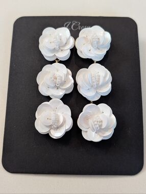 NEW J. Crew Green Floral Sequin Cluster Earrings